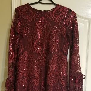 Burgundy Lace Dress.